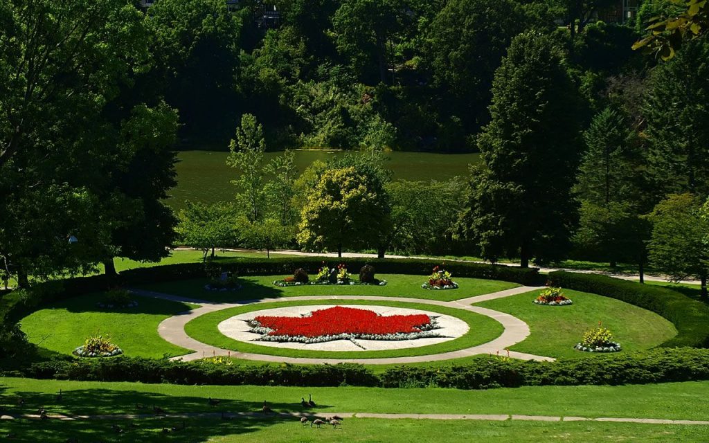 Maple leaf garden display in High Park, Toronto