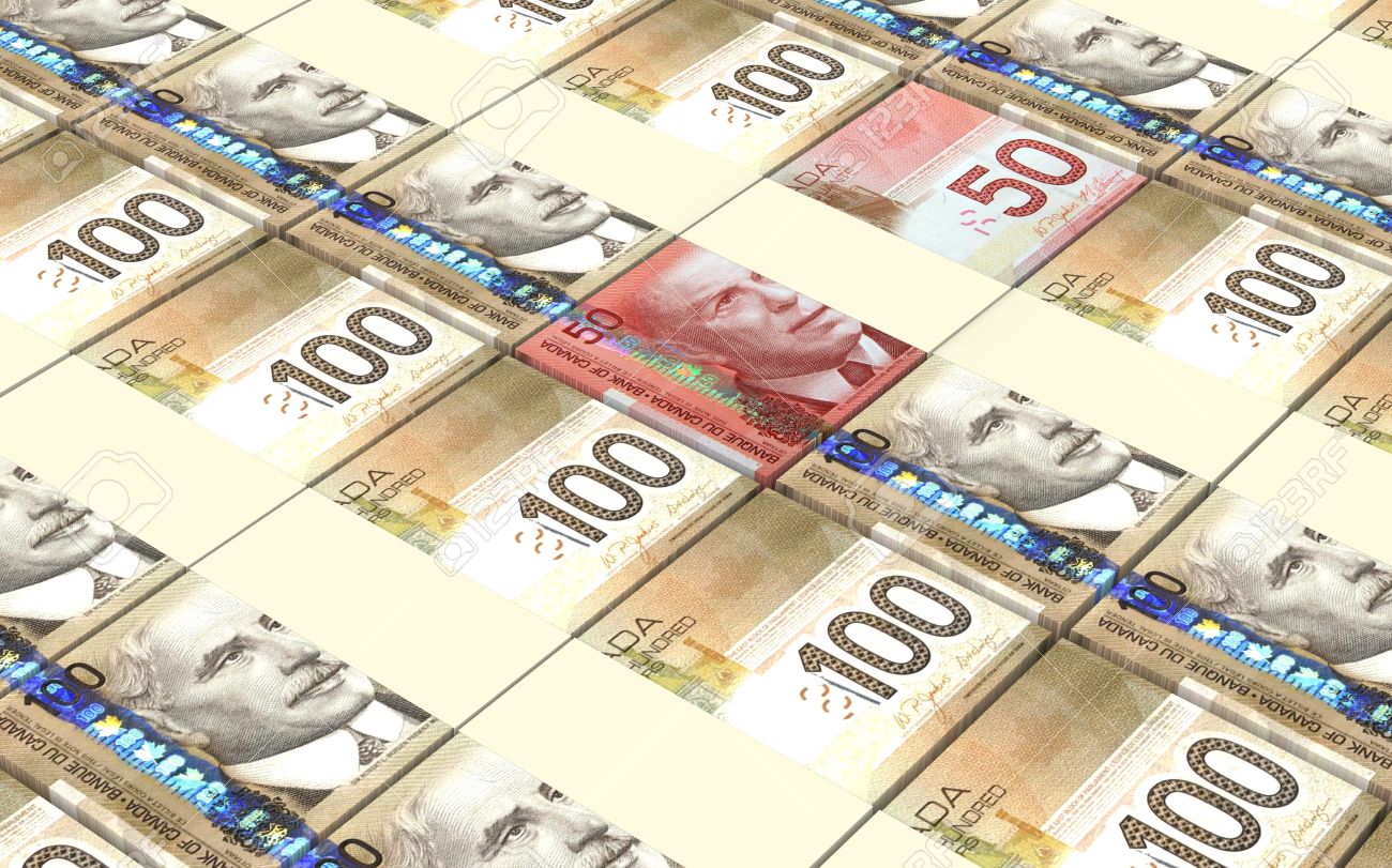 40275077 Canadian Dollar Bills Stacked Background Stock Photo Stacked Canadian Hundred And Fifty Dollar Bills