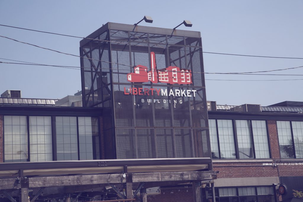 Liberty market storefront sign