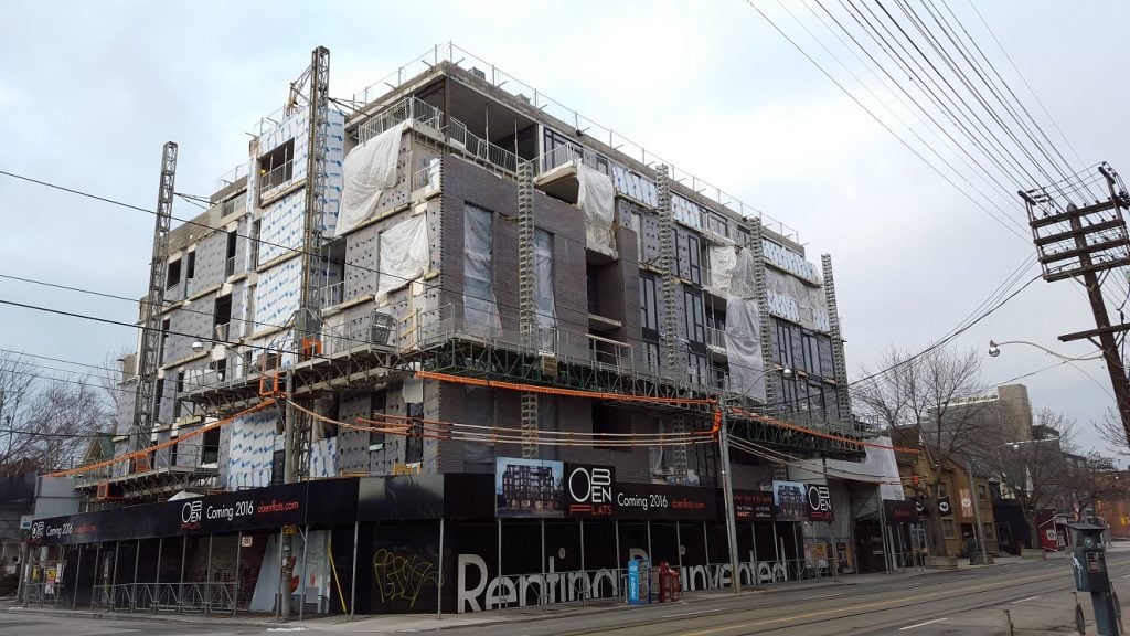 building in construction at leslieville east, toronto