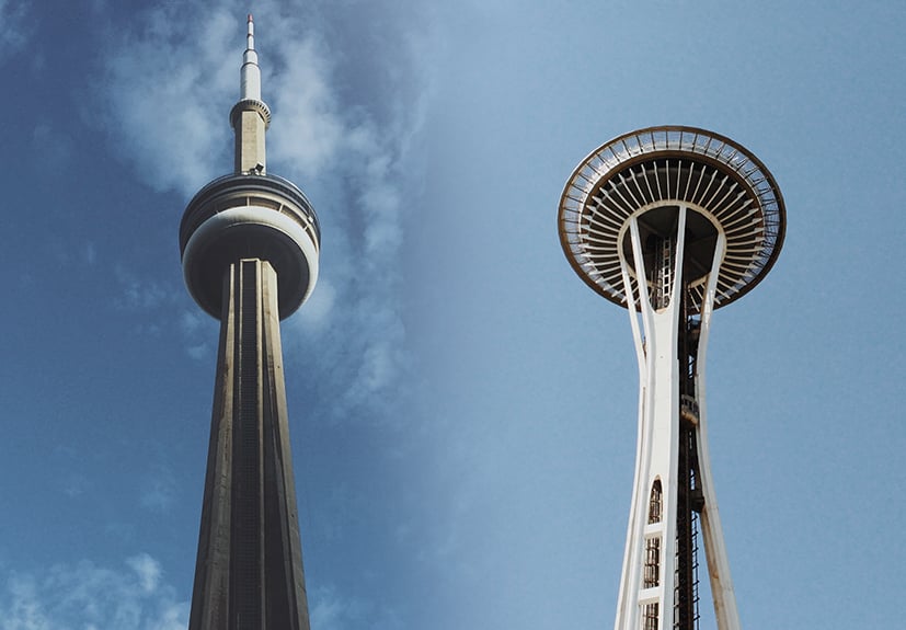 seattle space needle and toronto cn tower