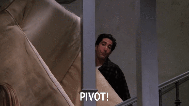 Ross from Friends yells to 'pivot' while carrying a couch
