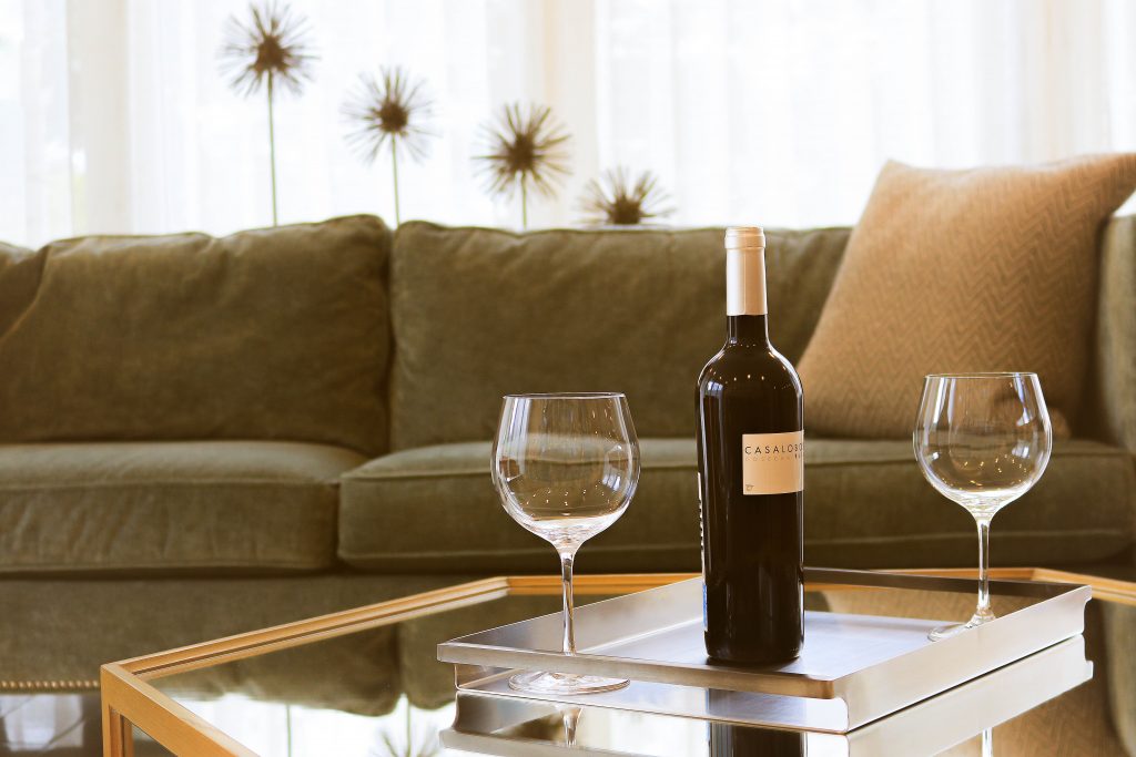 wine on table with glasses