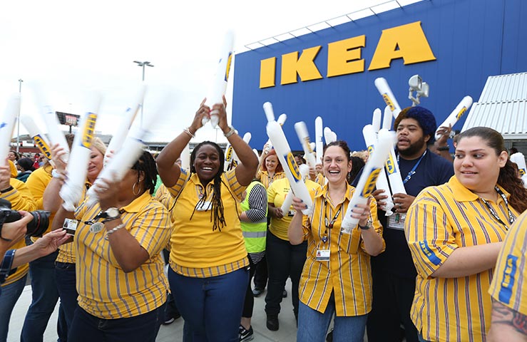 Ikea employees celebrating