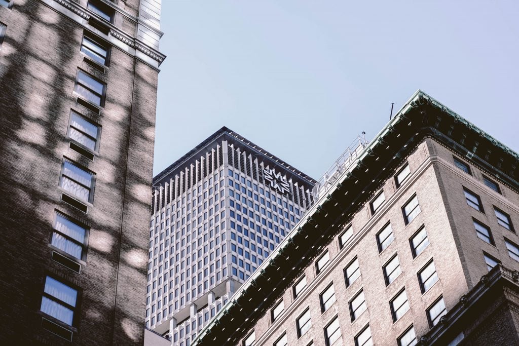 upward view of high rise buildings