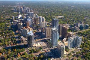 Birdseye view of yonge and sheppard in toronto